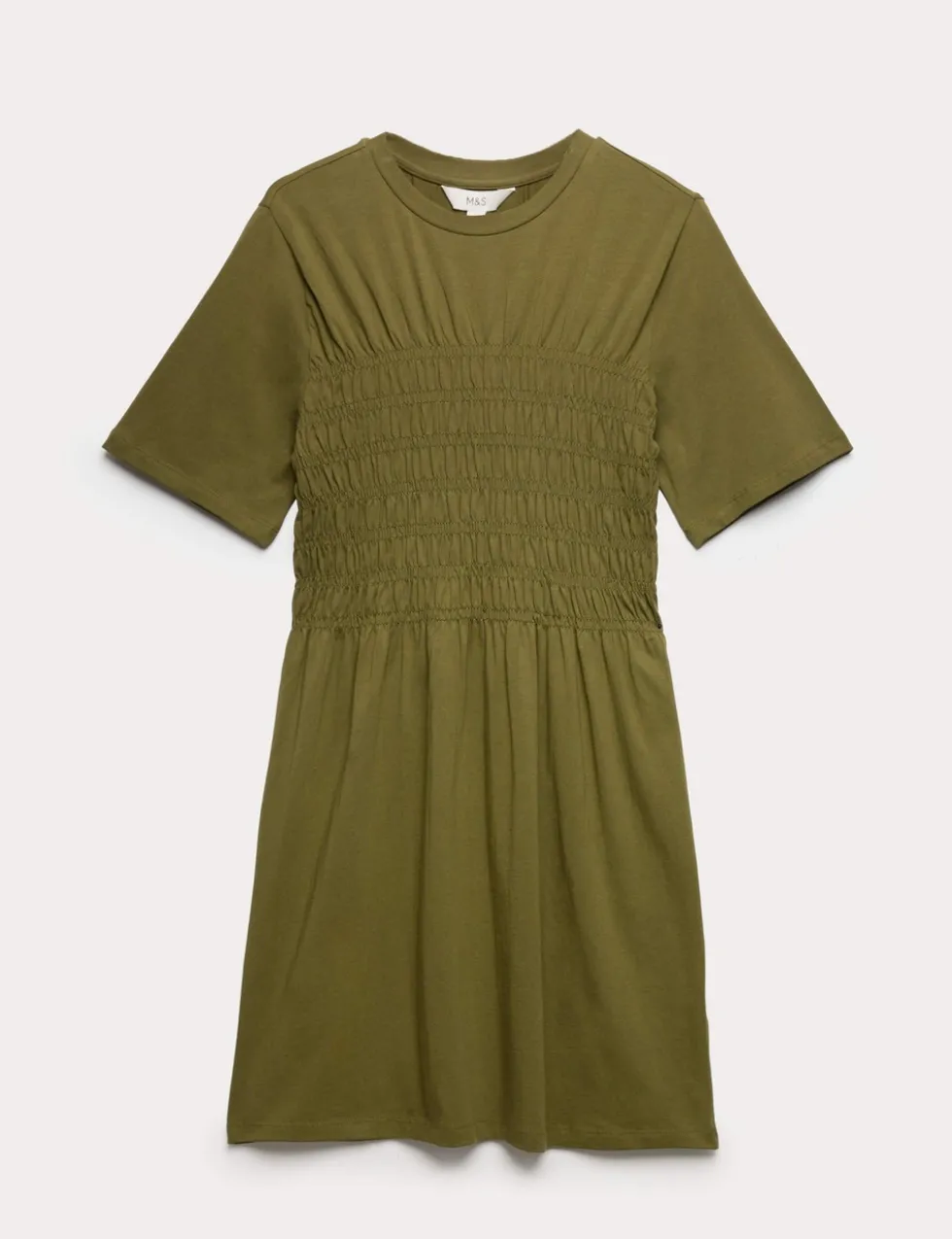 Cotton Rich Shirred Mini T-Shirt Dress