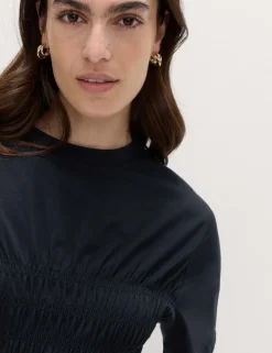 Cotton Rich Shirred Mini T-Shirt Dress