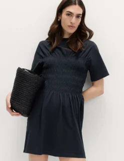 Cotton Rich Shirred Mini T-Shirt Dress
