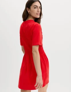 Cotton Rich Shirred Mini T-Shirt Dress