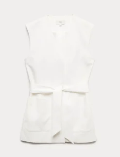 Cotton Rich Sleeveless Jacket with Modal