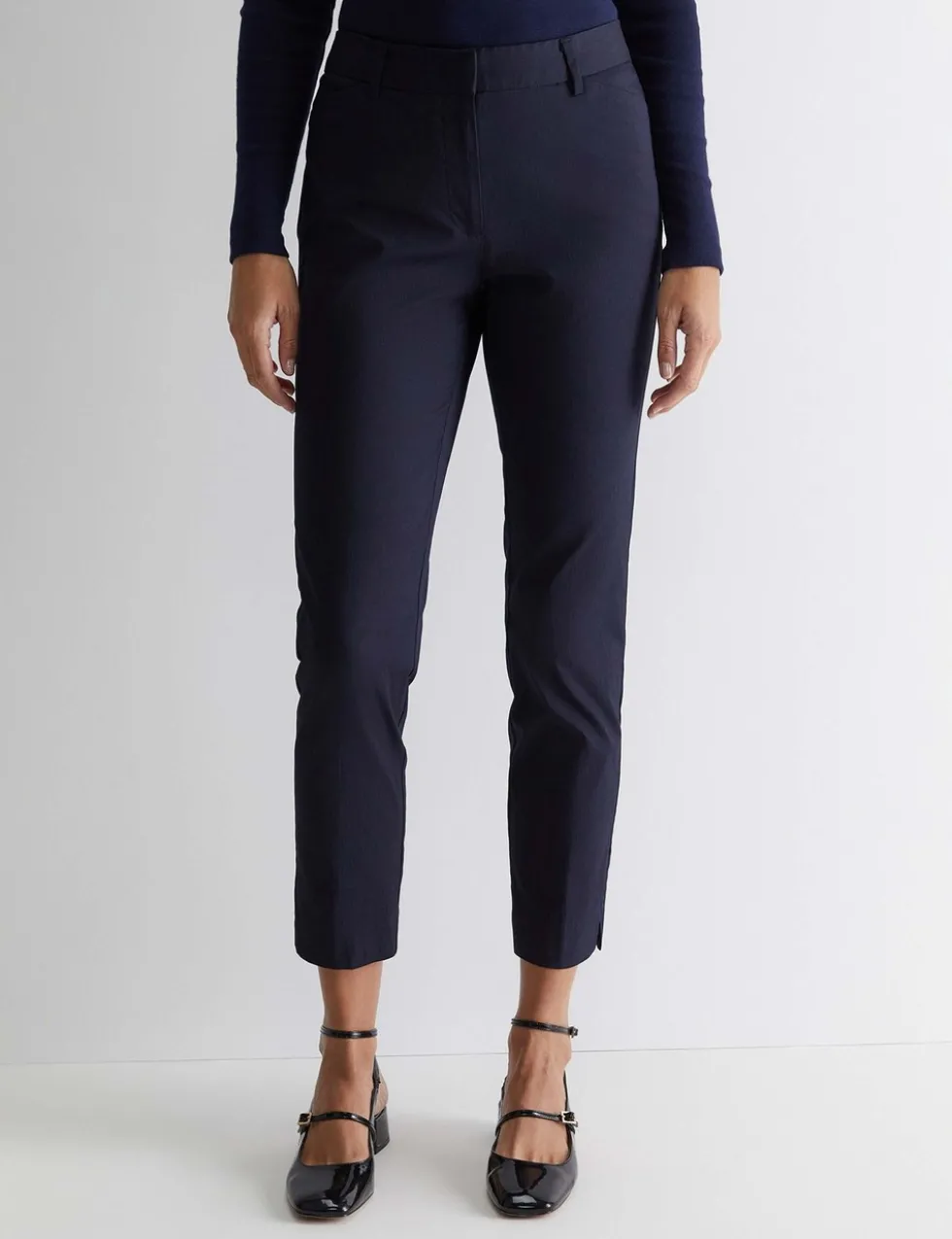 Cotton Rich Slim Fit Ankle Grazer Trousers