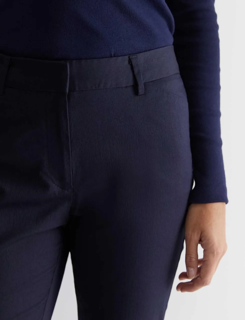 Cotton Rich Slim Fit Ankle Grazer Trousers