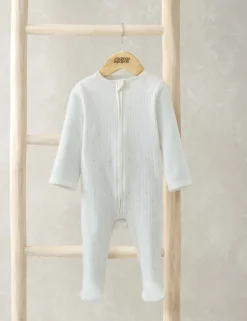 Cotton Rich Spot Zip Sleepsuit (0-9 Mths)