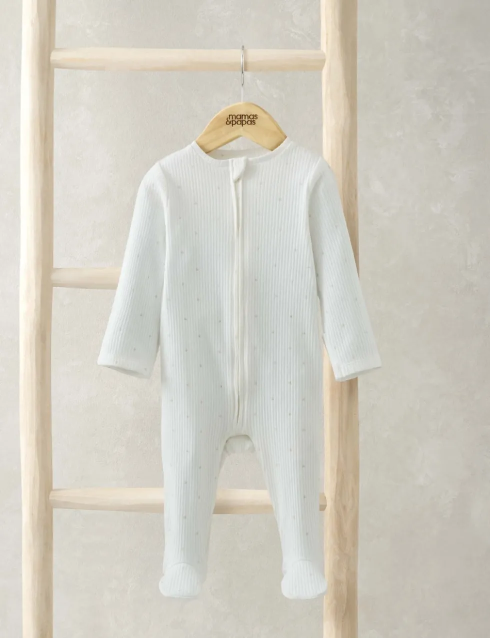 Cotton Rich Spot Zip Sleepsuit (0-9 Mths)