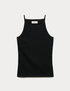 Cotton Rich Square Neck Spaghetti Strap Vest