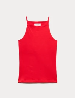 Cotton Rich Square Neck Spaghetti Strap Vest