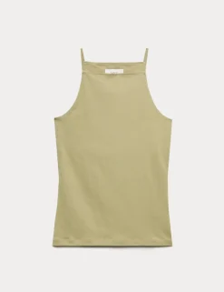 Cotton Rich Square Neck Spaghetti Strap Vest