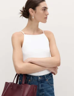 Cotton Rich Square Neck Spaghetti Strap Vest