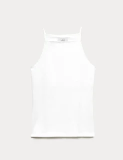 Cotton Rich Square Neck Spaghetti Strap Vest