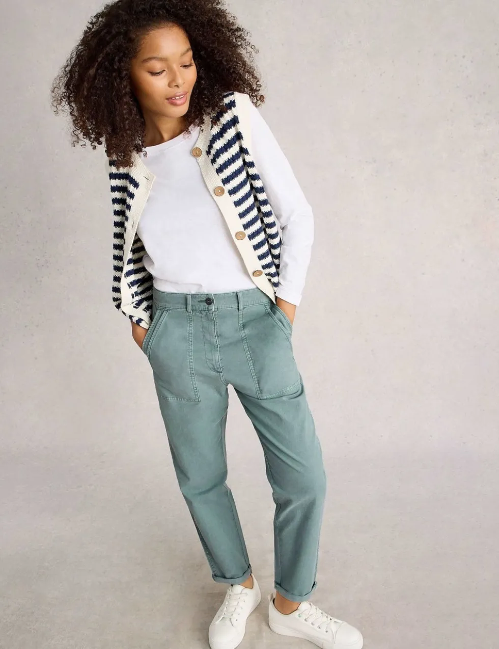 Cotton Rich Straight Leg Chinos with Linen