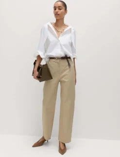 Cotton Rich Straight Leg Trousers
