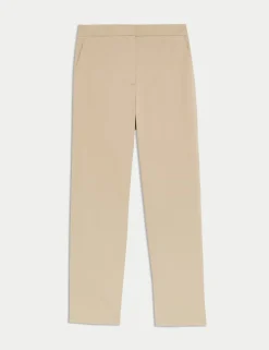 Cotton Rich Straight Leg Ankle Grazer Trousers
