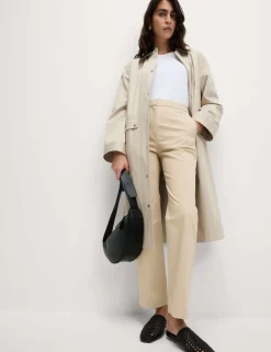 Cotton Rich Straight Leg Ankle Grazer Trousers