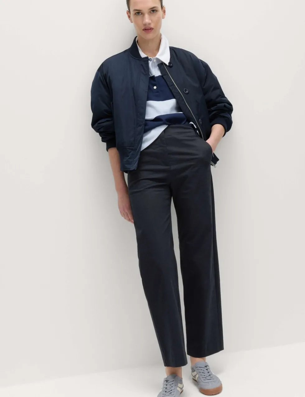 Cotton Rich Straight Leg Trousers
