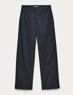 Cotton Rich Straight Leg Trousers