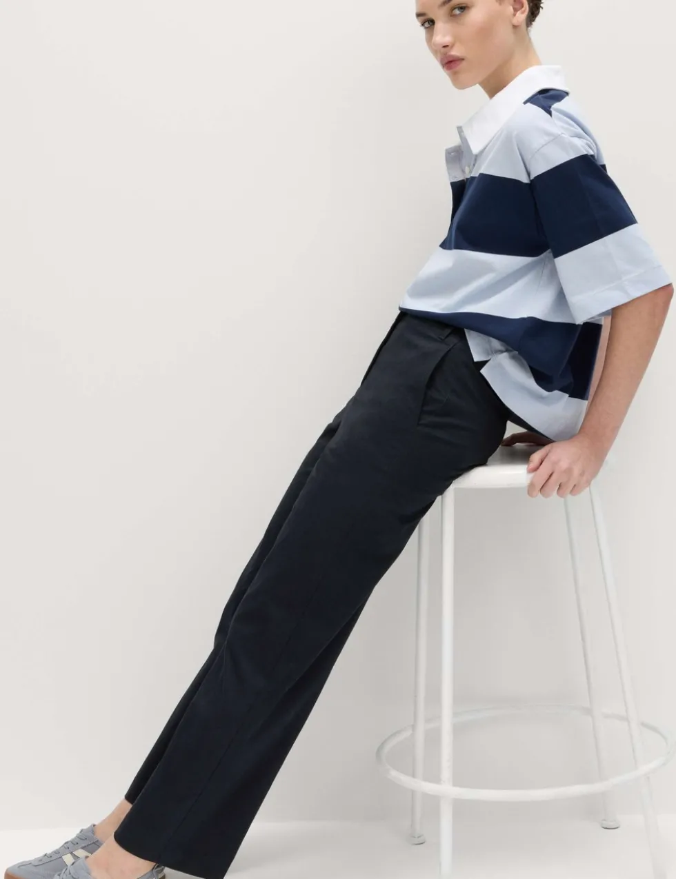 Cotton Rich Straight Leg Trousers