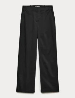 Cotton Rich Straight Leg Trousers