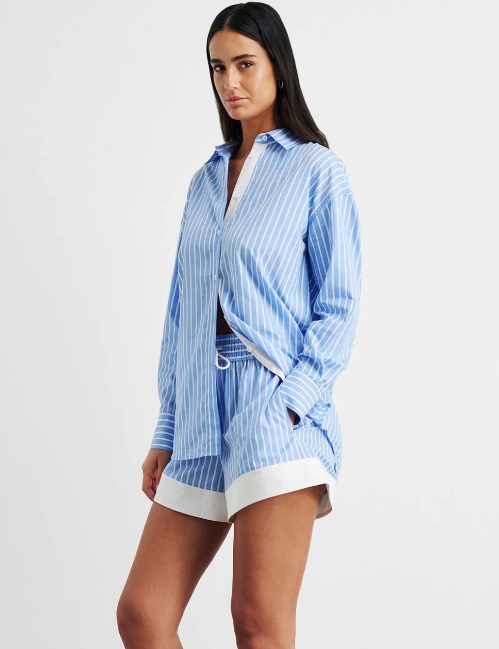 Cotton Rich Striped Collared Shirt