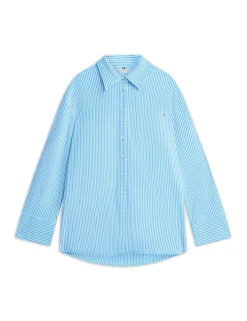 Cotton Rich Striped Collared Relaxed Shirt