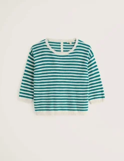 Cotton Rich Striped Jumper With Linen
