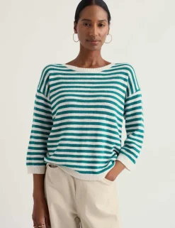 Cotton Rich Striped Jumper With Linen