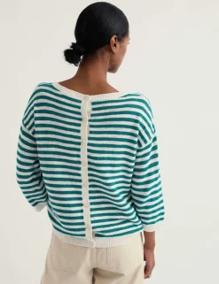 Cotton Rich Striped Jumper With Linen