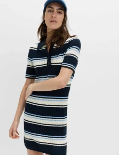 Cotton Rich Striped Knitted Mini Dress