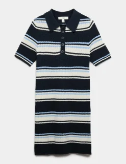 Cotton Rich Striped Knitted Mini Dress