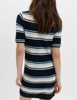Cotton Rich Striped Knitted Mini Dress