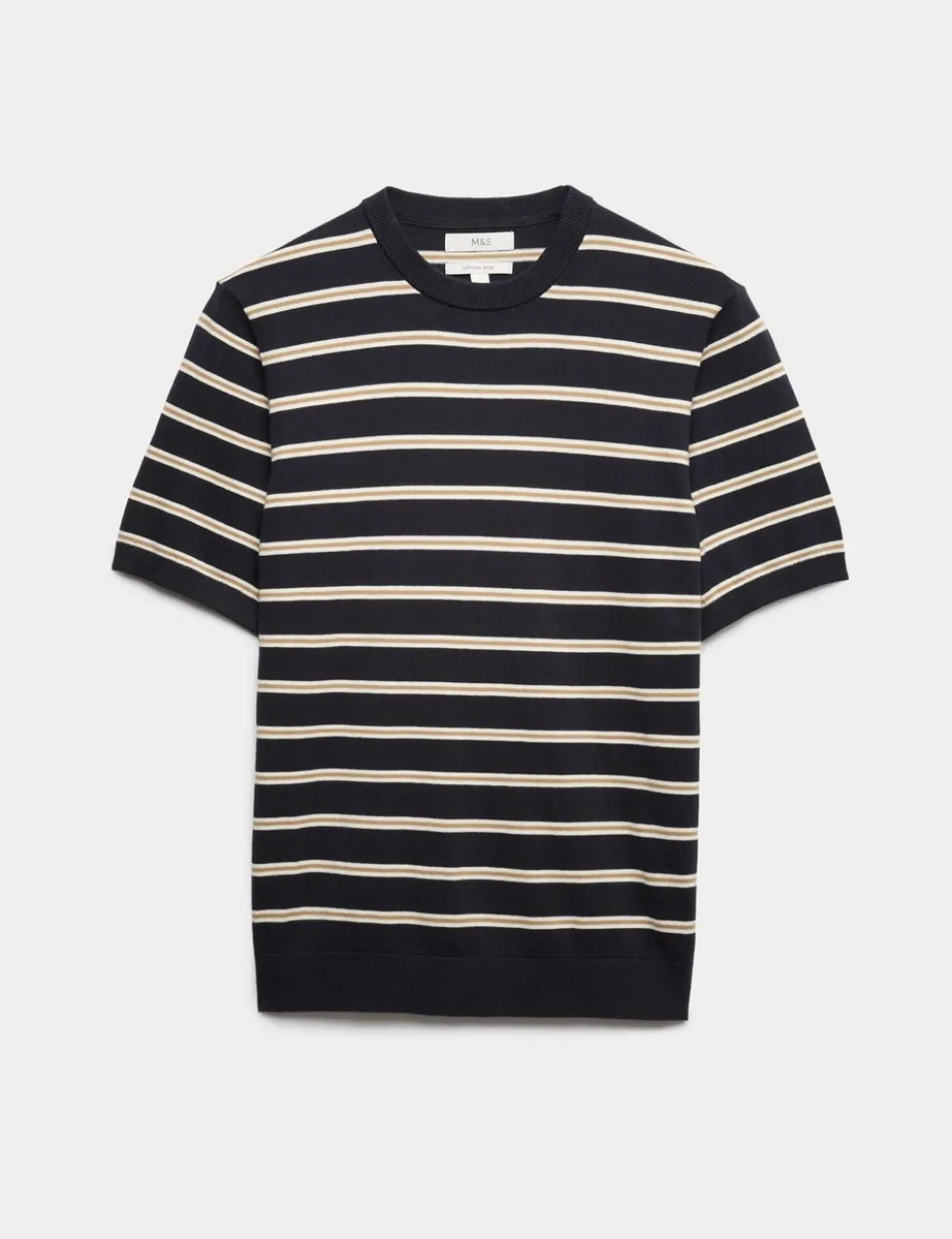 Cotton Rich Striped Knitted T-Shirt