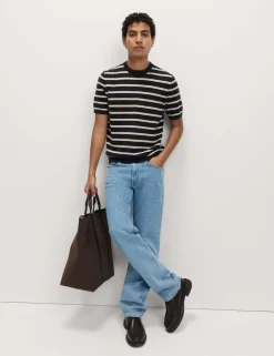 Cotton Rich Striped Knitted T-Shirt