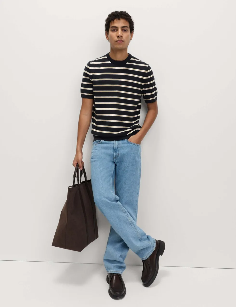 Cotton Rich Striped Knitted T-Shirt