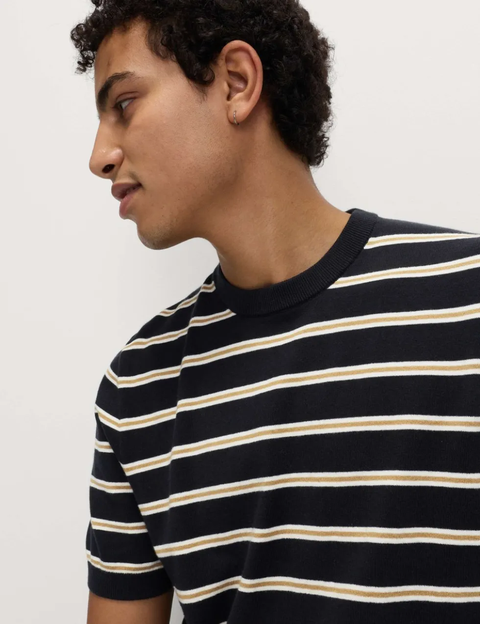 Cotton Rich Striped Knitted T-Shirt