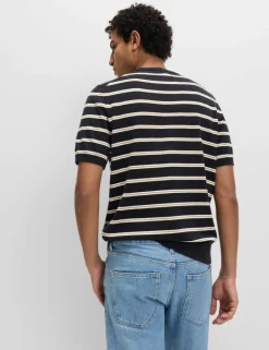 Cotton Rich Striped Knitted T-Shirt