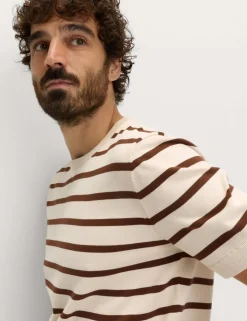 Cotton Rich Striped Knitted T-Shirt