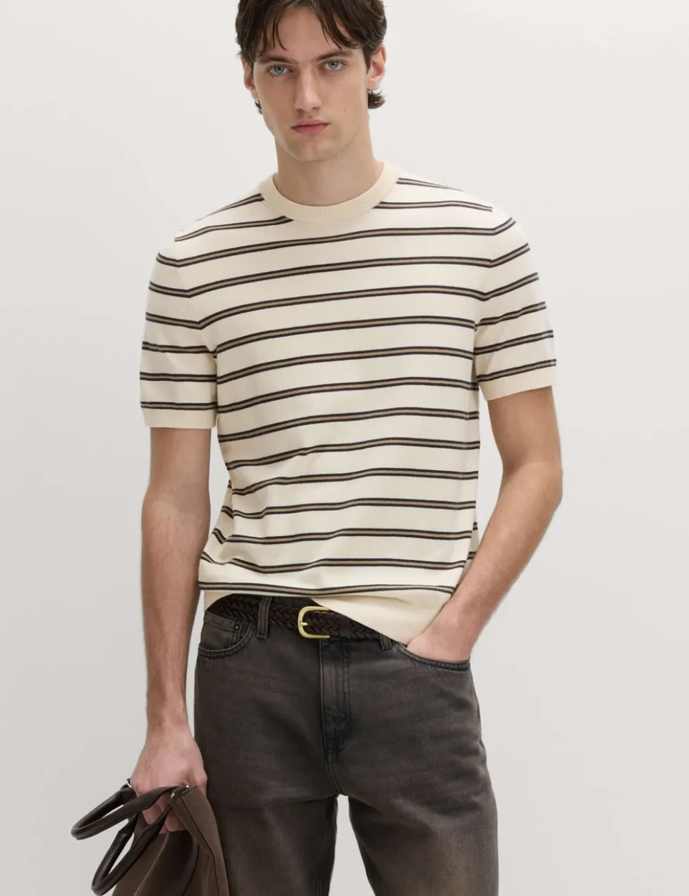 Cotton Rich Striped Knitted T-Shirt