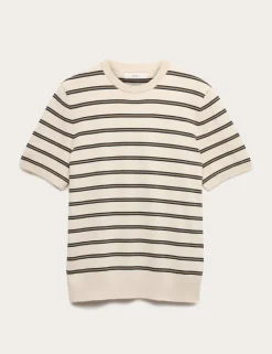 Cotton Rich Striped Knitted T-Shirt