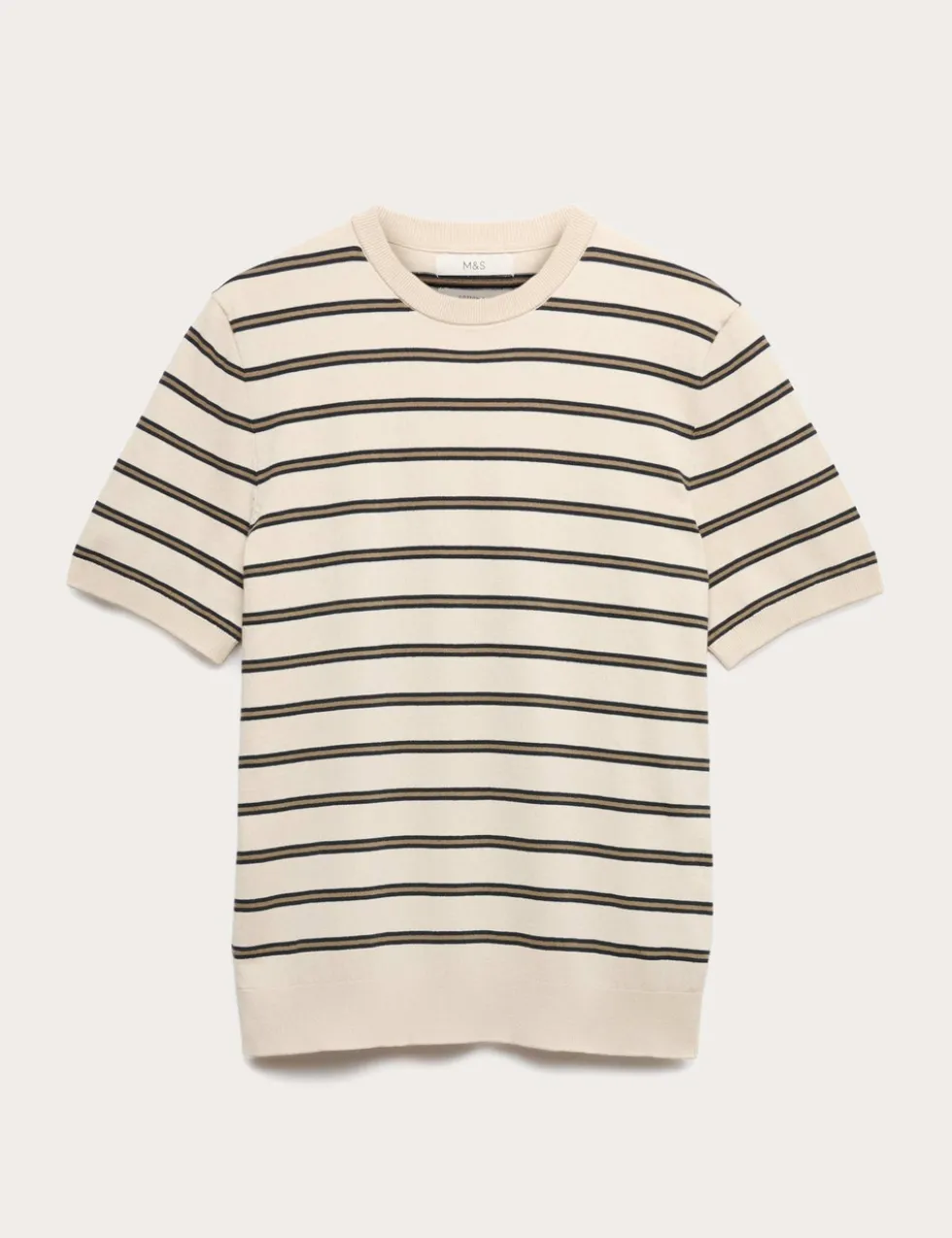 Cotton Rich Striped Knitted T-Shirt