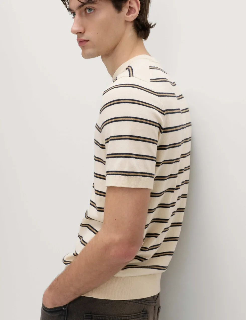 Cotton Rich Striped Knitted T-Shirt
