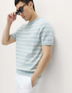 Cotton Rich Striped Knitted T-Shirt