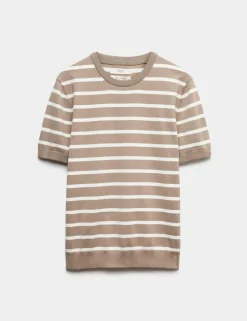 Cotton Rich Striped Knitted T-Shirt