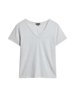 Cotton Rich Striped Logo V-Neck T-Shirt