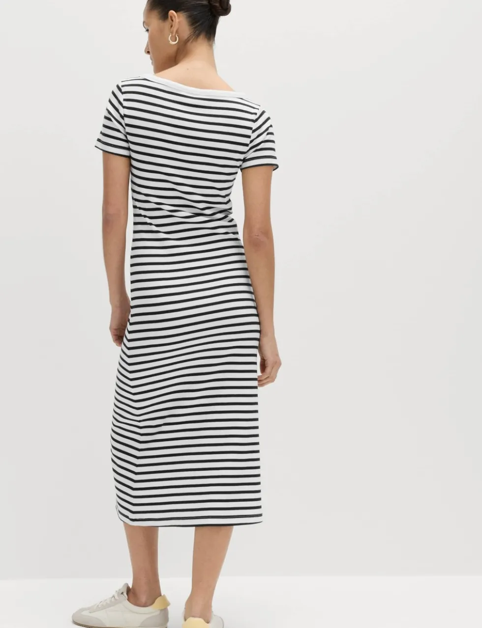 Cotton Rich Striped Midi Column Dress