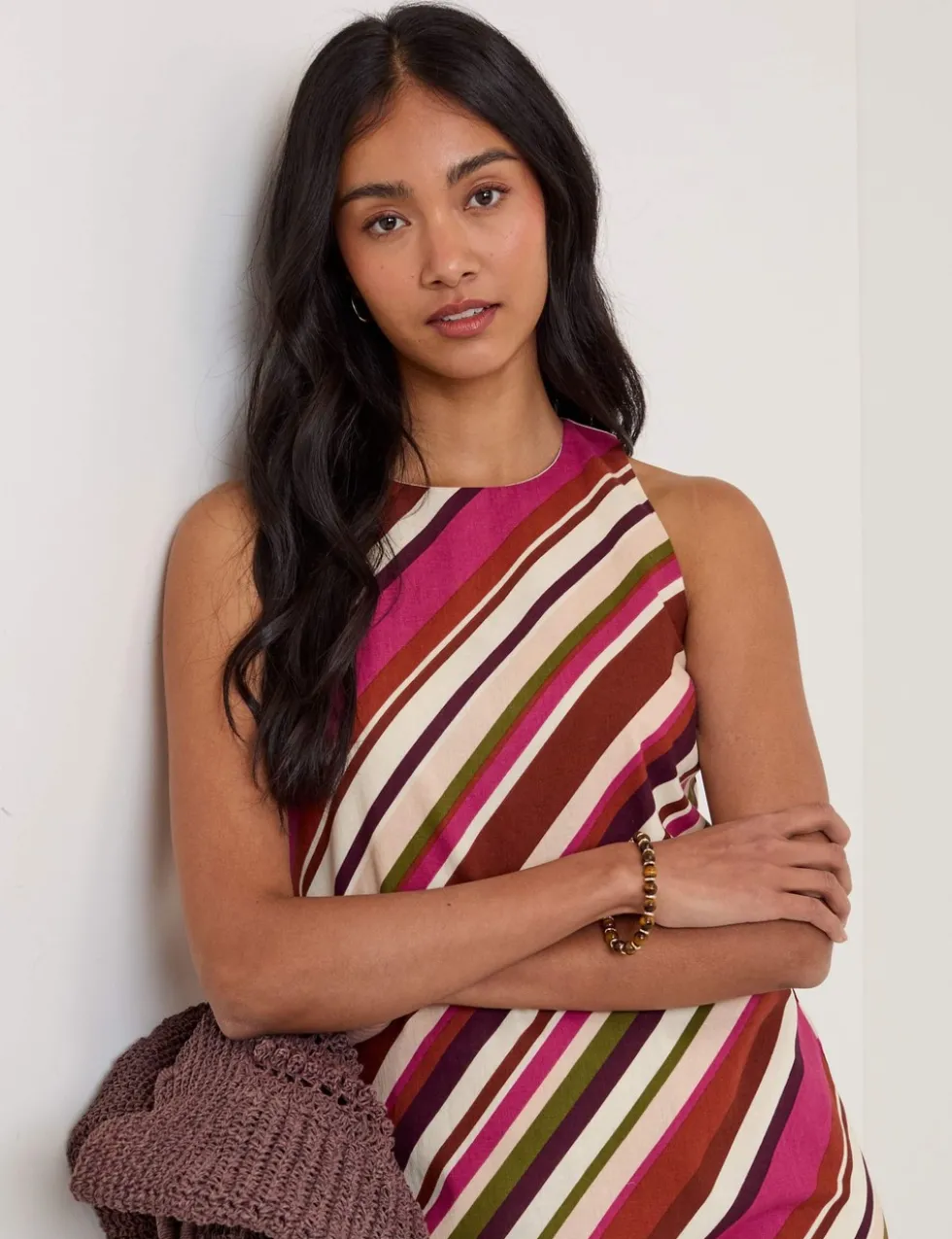 Cotton Rich Striped Mini Shift Dress