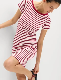 Cotton Rich Striped Mini Column Dress