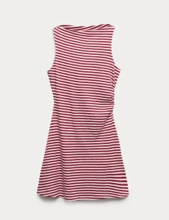 Cotton Rich Striped Mini Column Dress