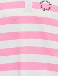 Cotton Rich Striped NYC Logo Polo Shirt (7-14 Yrs)