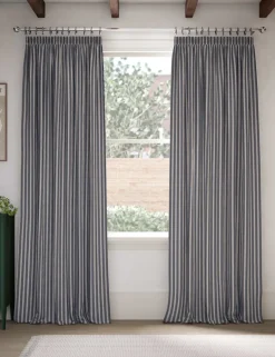 Cotton Rich Striped Pencil Pleat Curtains