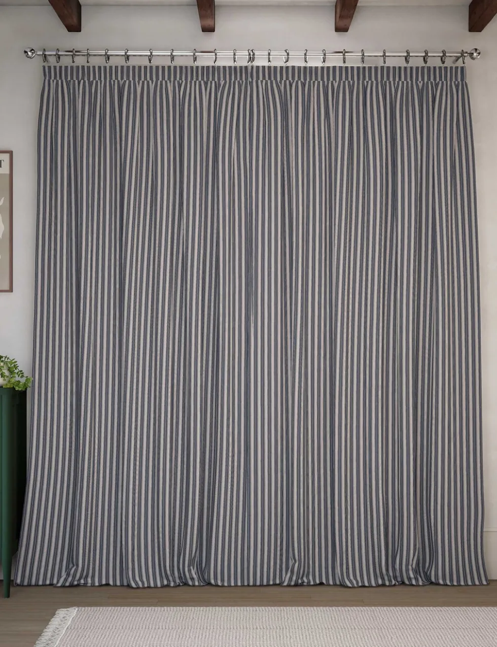 Cotton Rich Striped Pencil Pleat Curtains